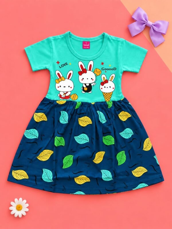 Girls Cotton Printed Frock - 5pcs Combo (Knee-Length)